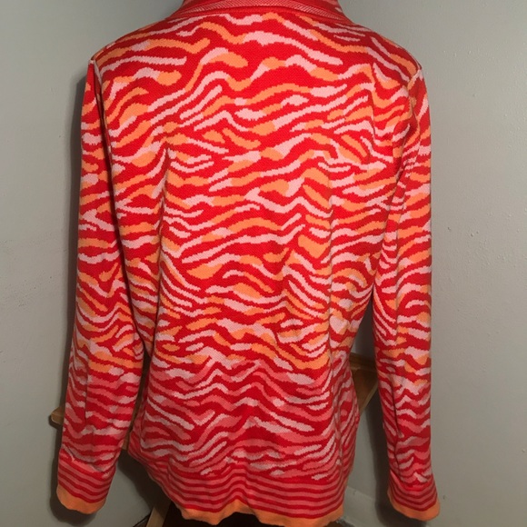 Isaac Mizrahi Zebra Stripe Button Front Sweater-SZ L - Picture 6 of 12